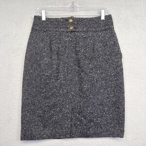CAbi Skirt Womens 6 Blue Blair Wool Tweed Straight Preppy Academia‎ Capsule Work